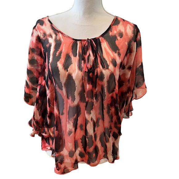 Karen Kane Silk Chiffon Animal Print Kaftan Top S - Picture 1 of 6